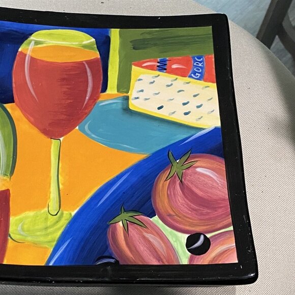 NAYLOR DESIGNS WINE GLASS PINOT WALL DECOR SQUARE ART PLATE 10" X 10" - Picture 3 of 5